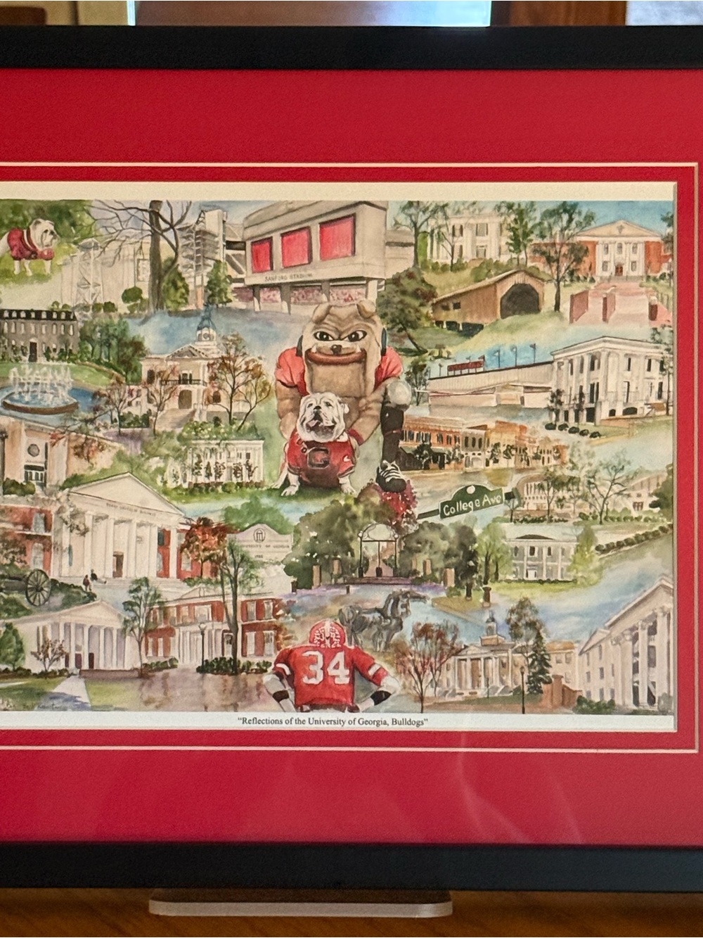 University of Georgia Bulldogs Collage Art Print - Red